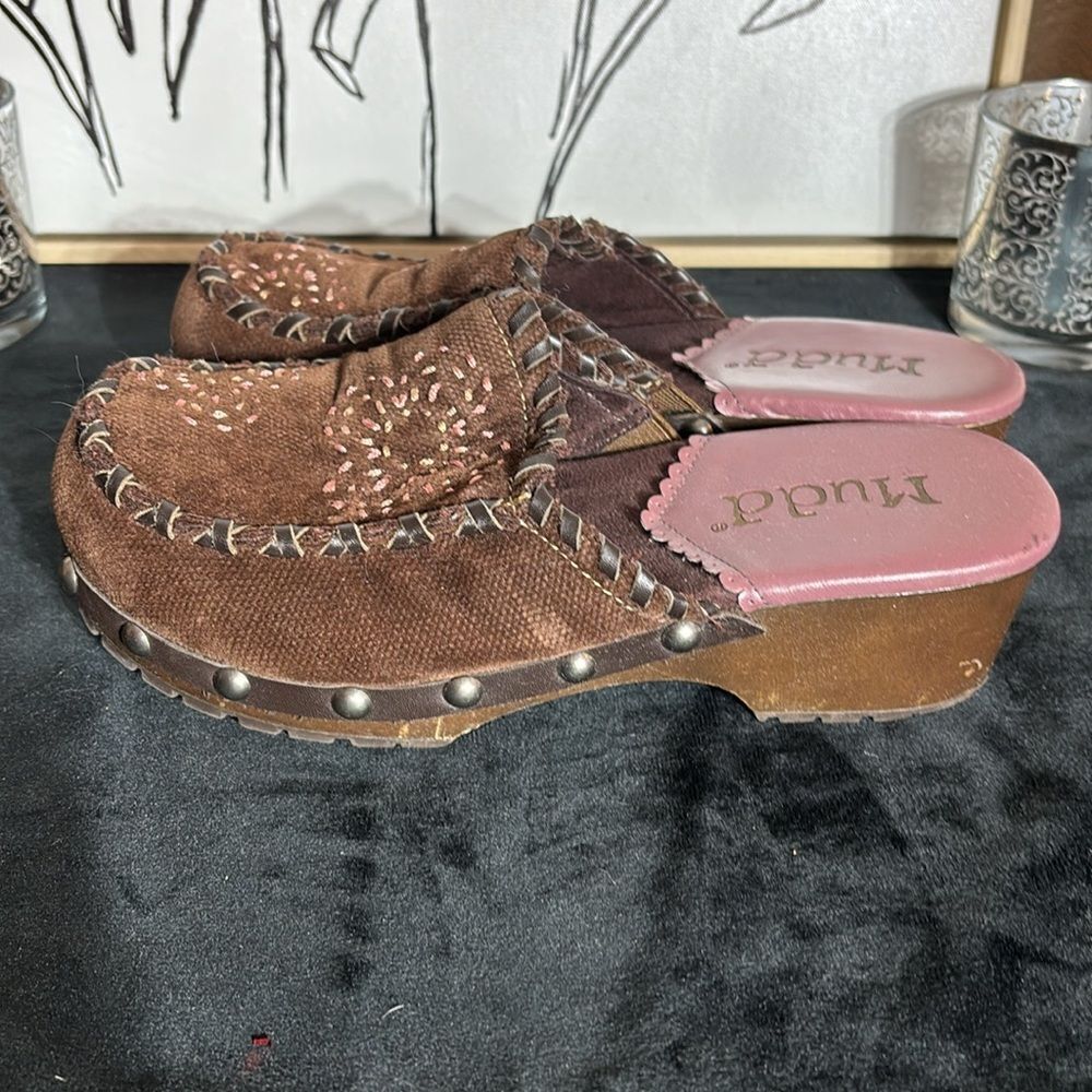 Mudd Vintage 90s Y2k Rosey Fabric Clog Embroidered - image 5